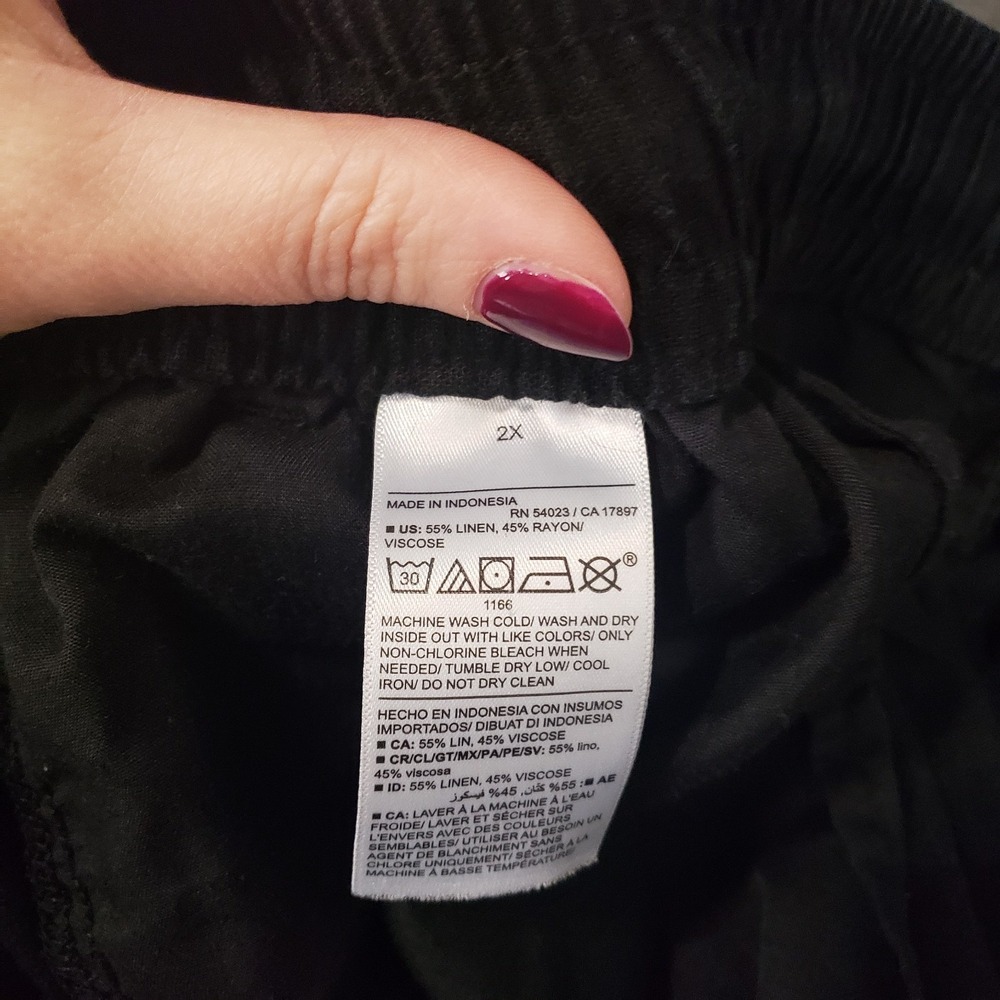 Old Navy Pants Womens 2X Black High Rise Wide Leg Comfort Elastic Waist - Picture 8 of 10